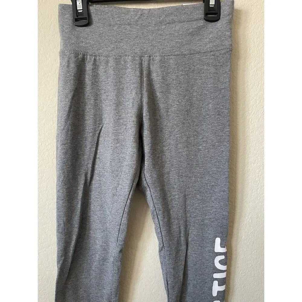 Lot Of 2 Justice Black Gray Striped High Waist Full Length Leggings Size 12